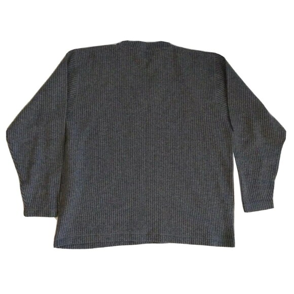 Vtg Yves Saint Laurent Pour Homme Boxy Fit Baggy Sz L Wool Sweater Gray Rib Knit - Picture 3 of 8